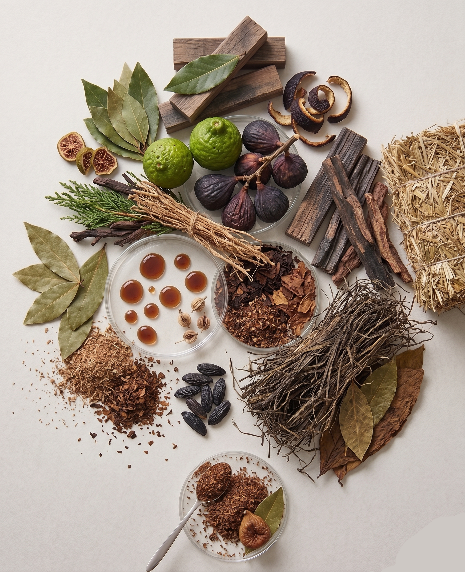 Top notes are Fig, Bay Leaf and Bergamot; middle notes are Cedar, Vetiver and Musk; base notes are Tobacco and Hay.