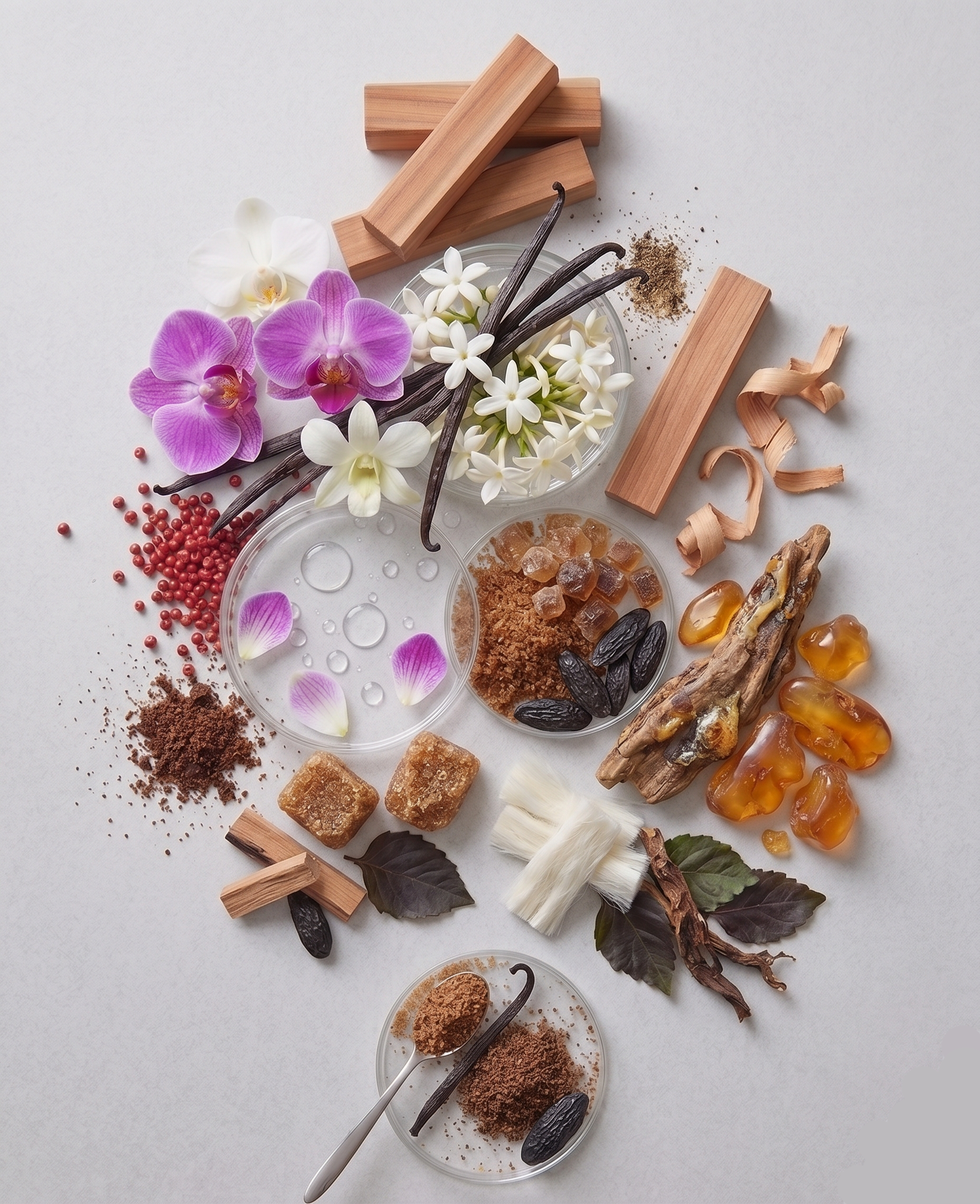 Top notes are Vanilla Orchid and Jasmine; middle notes are Brown sugar and Tonka Bean; base notes are Amber, Amberwood, Musk and Patchouli.