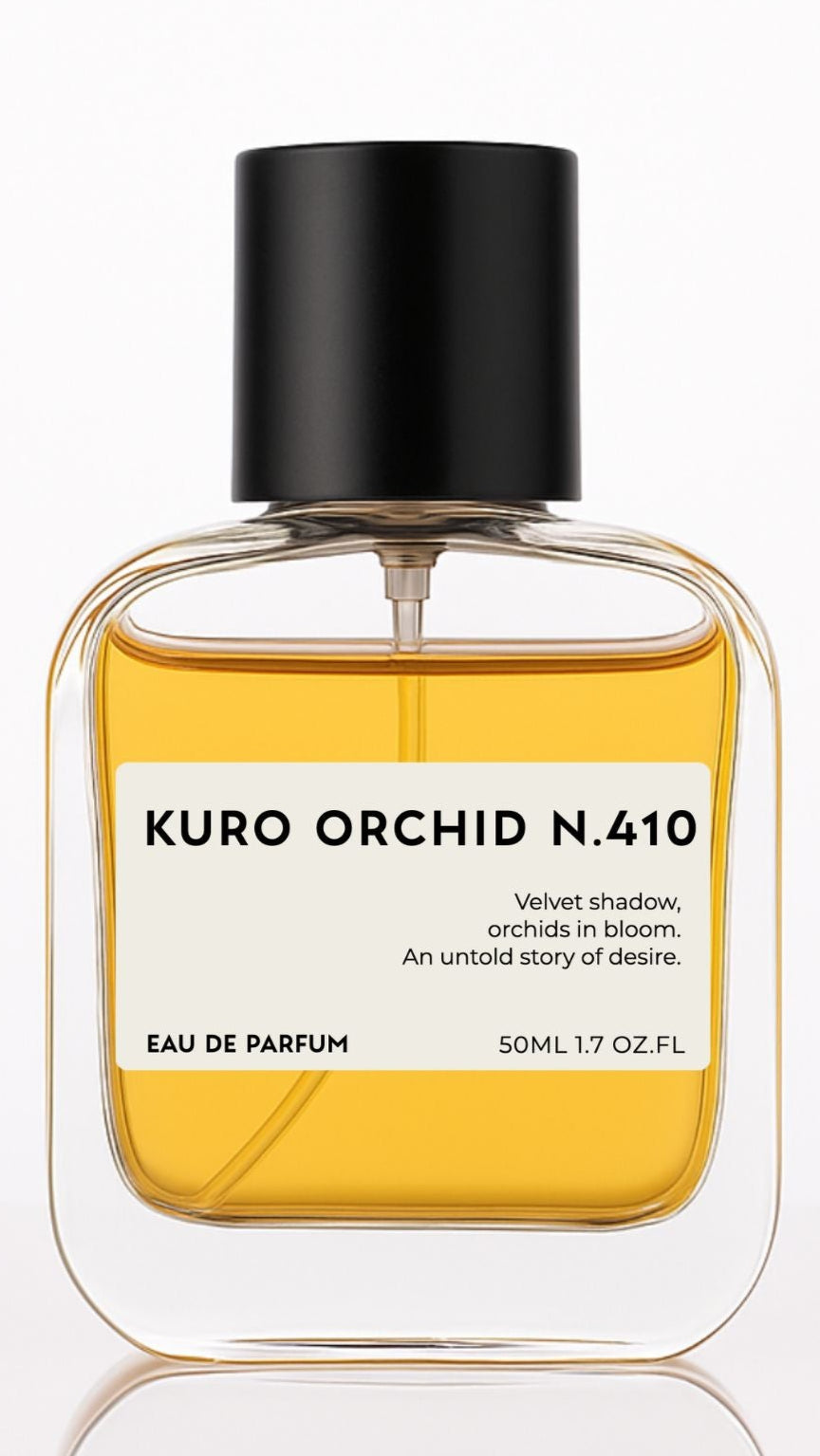 Kuro Orchid perfume bottle – inspired by Tom Ford Black Orchid. Dark, floral unisex fragrance with 30% perfume oil.