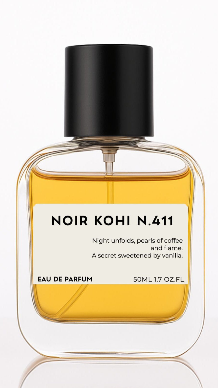 Noir Kōhī N.411 – a sensual dupe of YSL Black Opium. Addictive coffee-vanilla perfume with 30% oil. Long-lasting, feminine, and irresistible.