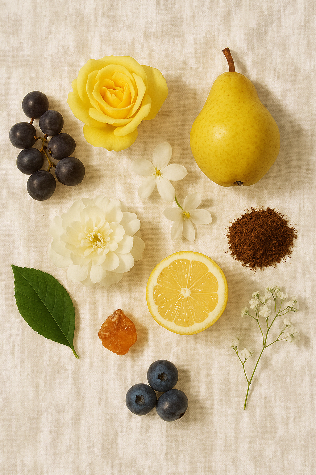 Top Notes: Bergamot, Pear, Melon, Peach, Magnolia, Mandarin Orange
Heart Notes: Jasmine, Ylang-Ylang, Rose, Lily-of-the-Valley, Plum, Tuberose, Orchid, Violet
Base Notes: Musk, Vanilla, Cedarwood, Blackberry